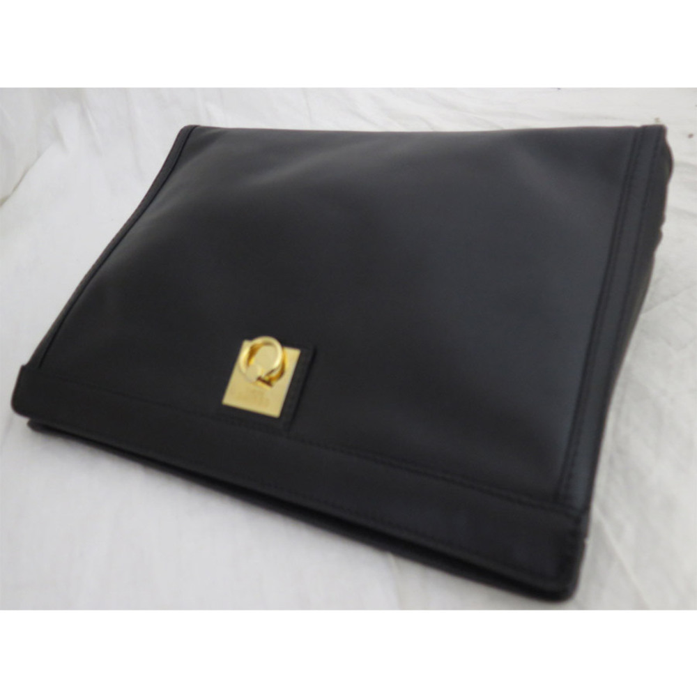 Celine Gold Clutch Black Bag Logo Leather - Picture 1 of 4